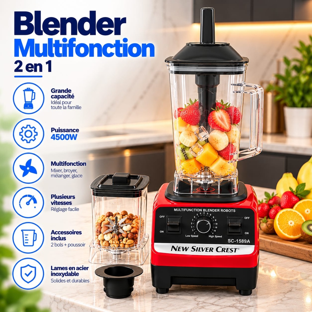 Blender New Silver Crest  4500W 2L 