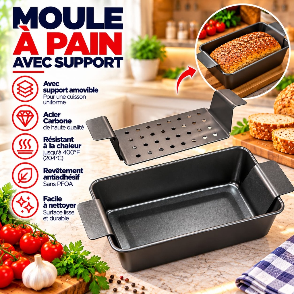 Moule à Cake en Acier Carbone avec Insert Perforé Amovible