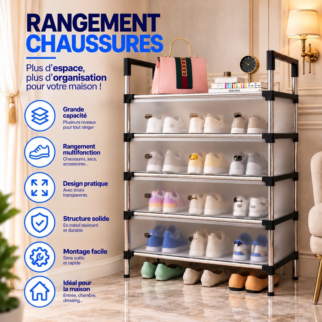 meuble à chaussures transparent modulable