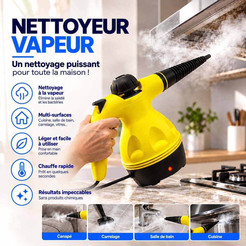Nettoyeur Vapeur Portatif Multifonction