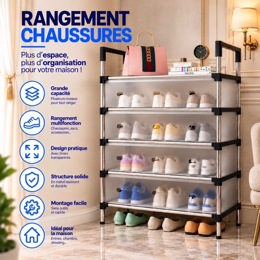 meuble à chaussures transparent modulable