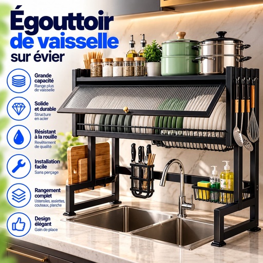 Egouttoir A Vaisselle En Métal- Noir