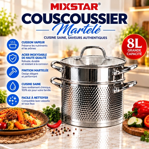 Couscoussier Martelé MIXSTAR 8L