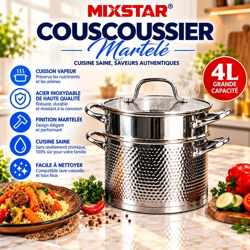 Couscoussier Martelé MIXSTAR 4L